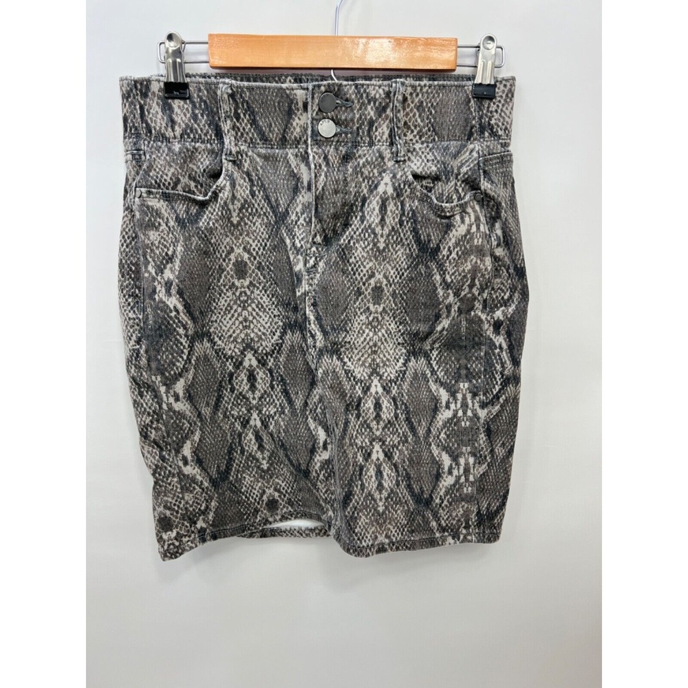 Apt. 9 Beige Gray Snake Skin Print Pencil Skirt Stretchy Waist Womens Size 4